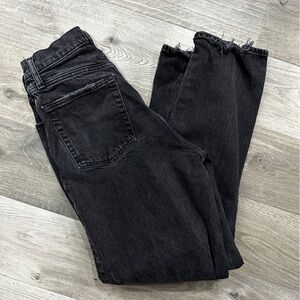 Abercrombie & Fitch Curve Love 90s Hi Rise Black High-Waist Raw Hem Jeans 30 10